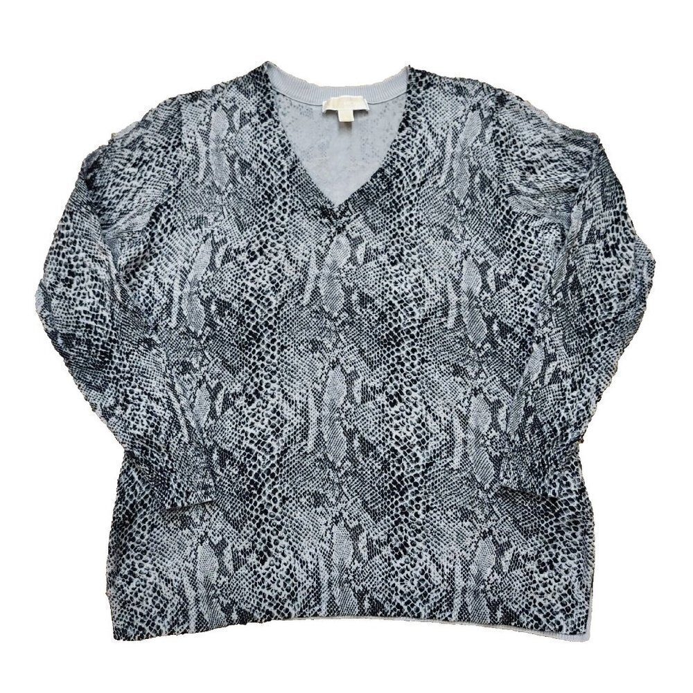 Michael by Michael Kors Women's Gray Black Snake Print Sweater Size Large
